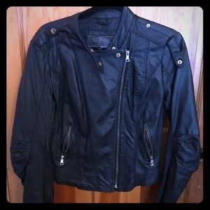 Leather like Black Moto Biker Jacket